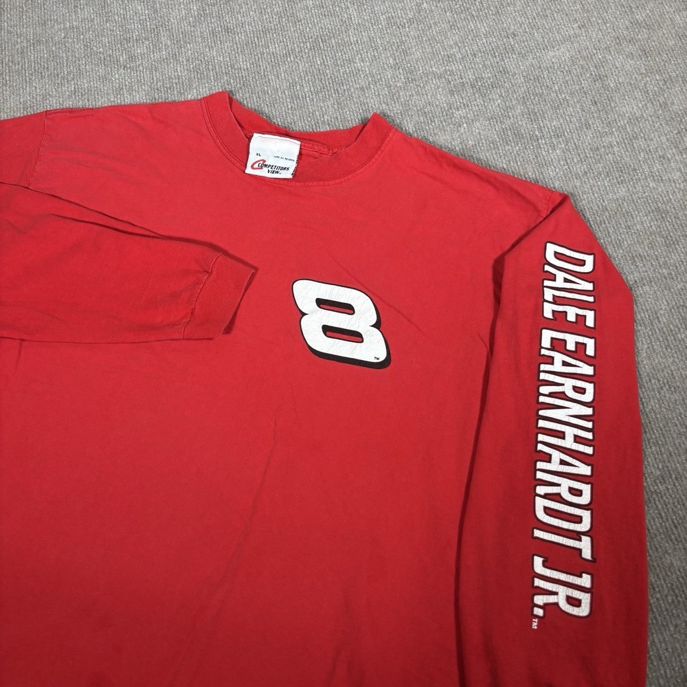 Vintage 90s Dale Earnhardt Jr T‎ Shirt Mens XL Long Sleeve Red Nascar Distressed